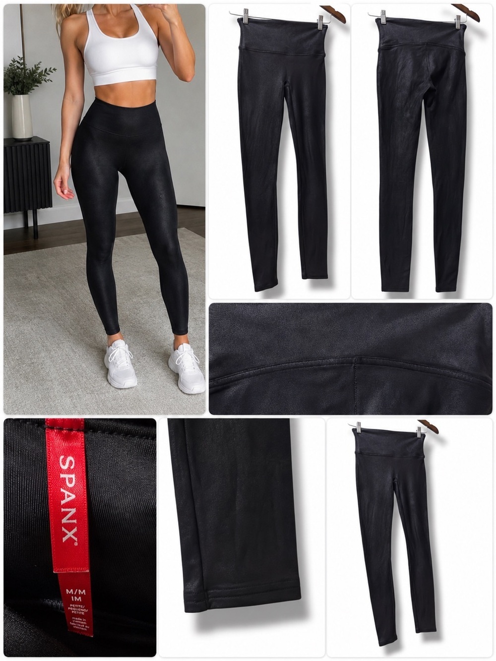 SPANX | EUC Black High-Rise Faux-Leather Leggings (size M)